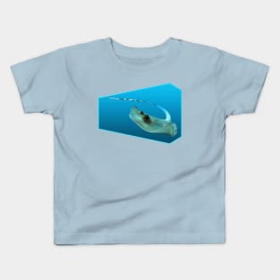 Dynamic stingray | Abstract underwater art on blue background | Kids T-Shirt